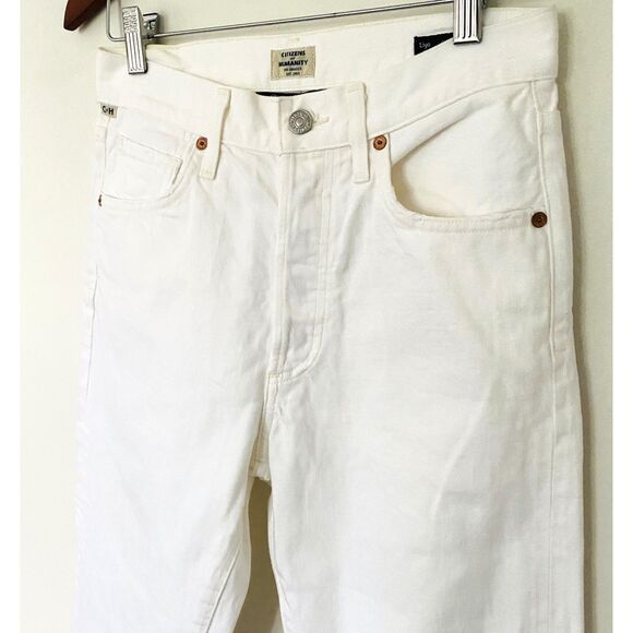 Citizens Of Humanity Liya High Rise Classic Fit Distressed White Denim Jeans 24 - Picture 9 of 13